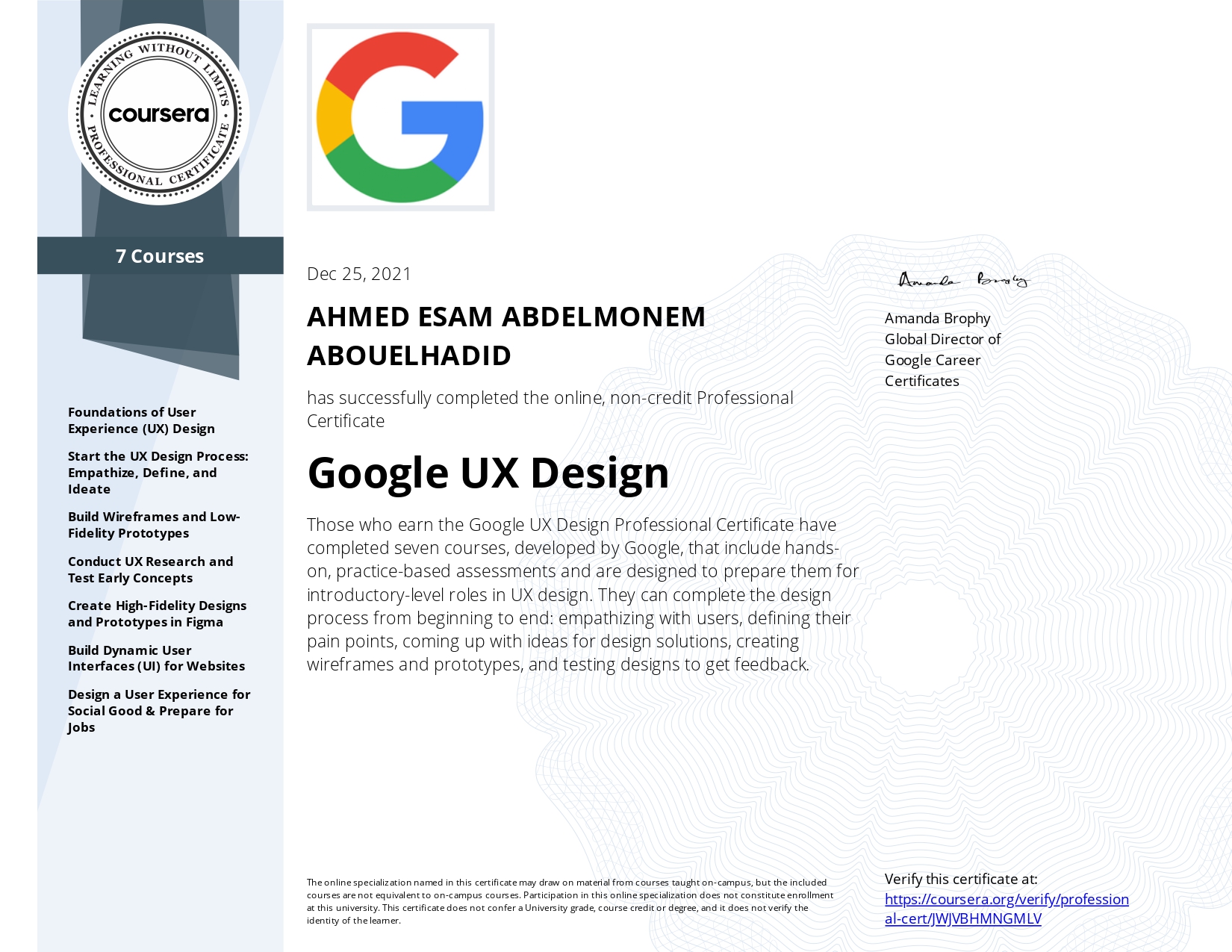 Google UX Design Professional Certificate