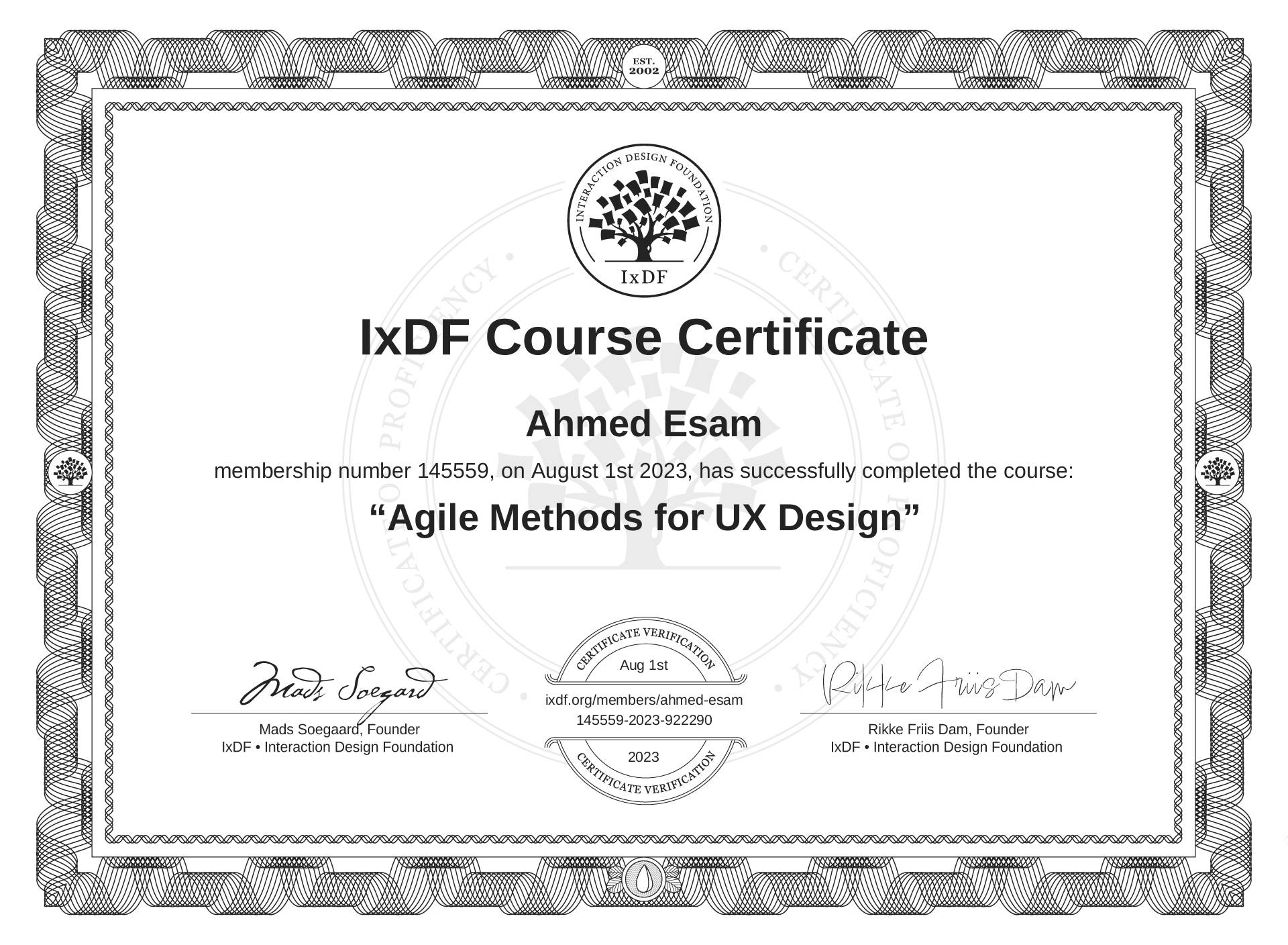 Agile Methods for UX Design certificate